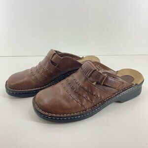 Predictions Brown Leather Clog Mules Women’s Size 7 Like New Y2K